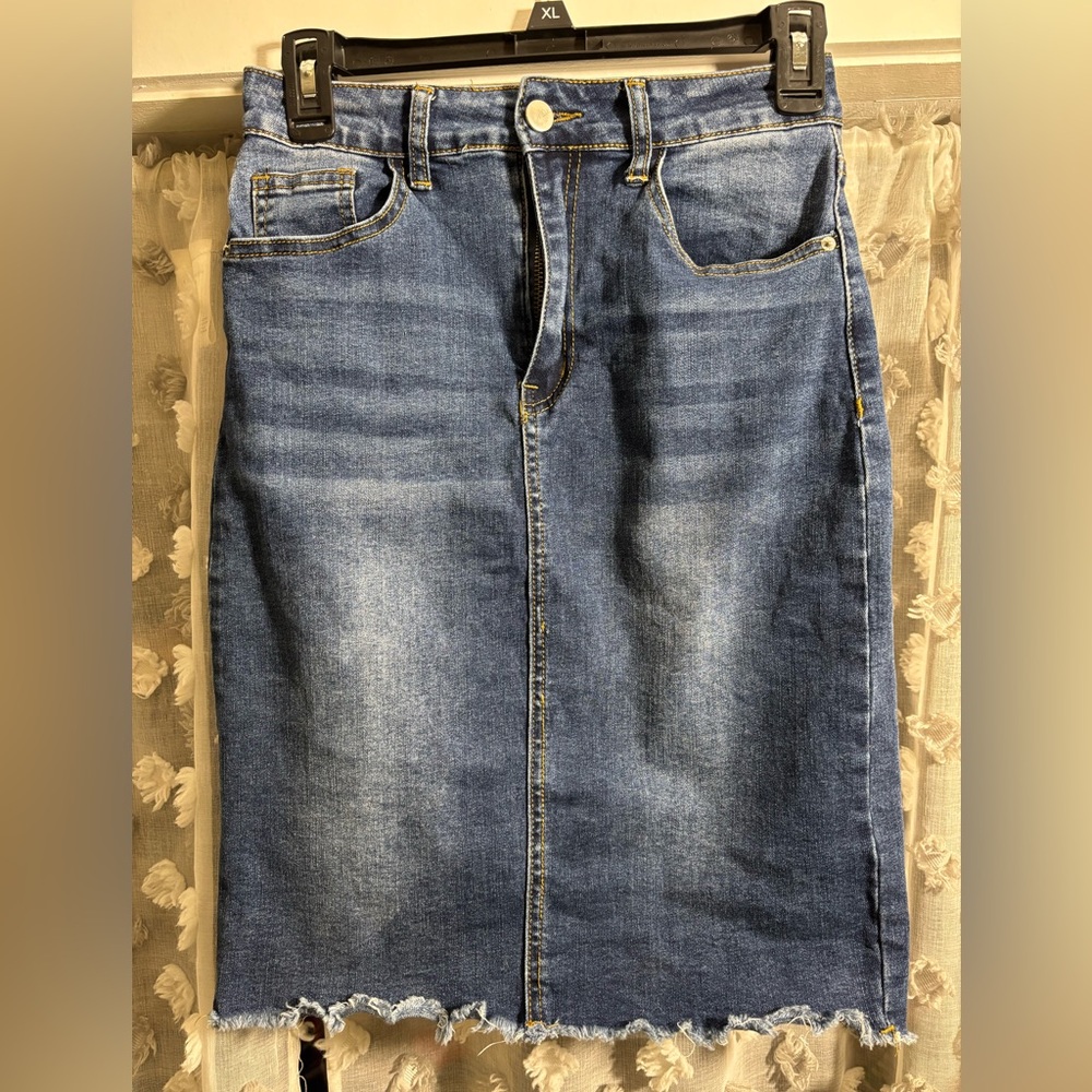 SHEIN Blue Denim Midi Skirt
